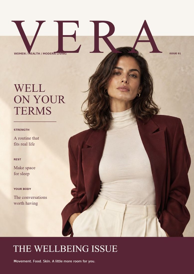 The cover of VERA, a wellbeing magazine made with Flippique.